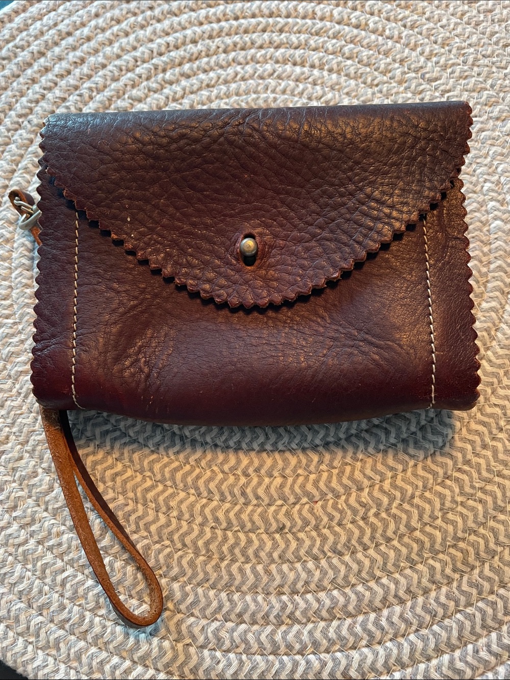 Sundance Dark Brown Leather Wristlet Clutch
